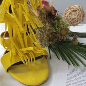 Yellow Fringe Stiletto Heels